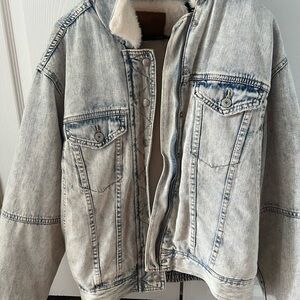 American Eagle Fur-Lined Jean Jacket